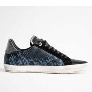 Zadig Voltaire Wild Sneaker Blue Snakeskin Leather 8.5
